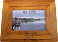 Wooden Rimu Photo Frame 6 x 4 Has Paua inlaid digits 21st under the photo